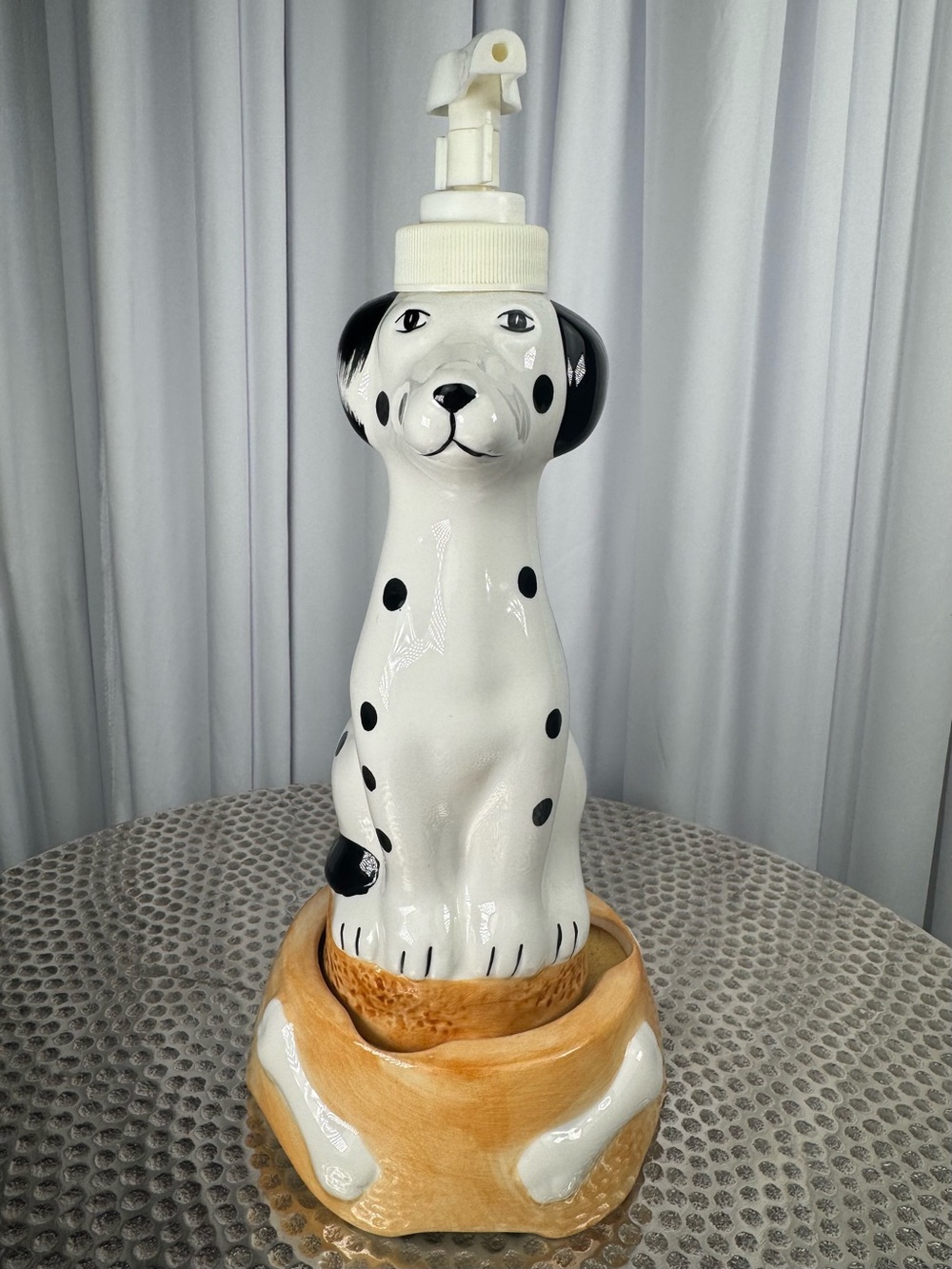 Vintage Allure '90s Sound Pump Dalmatian Ceramic Soap or Lotion Dispenser
